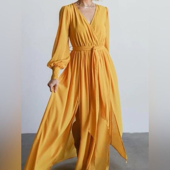 Baltic Born Mustard Yellow Celine Maxi Dress Sz.2X NWT - Picture 1 of 16